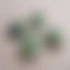 Perles goutte céramique verte tacheté 17mm - lot de 4