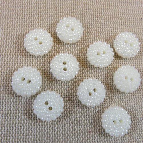 Boutons effet perlé moutonnée 12mm bouton de couture - lot de 10