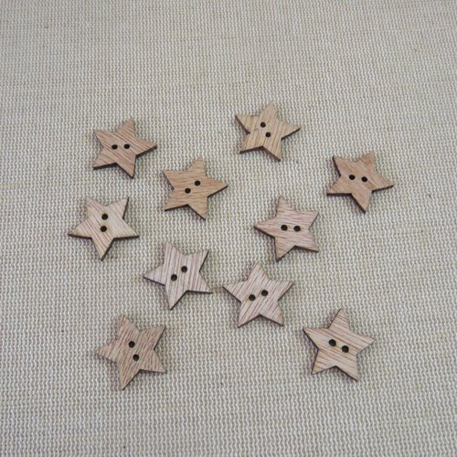 Bouton étoile en bois 19mm - lot de 10 boutons de couture