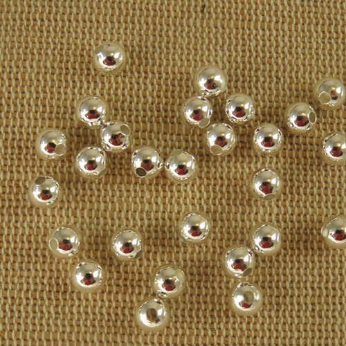 Perles ronde cuivre coloris argenté 5mm - lot de 20