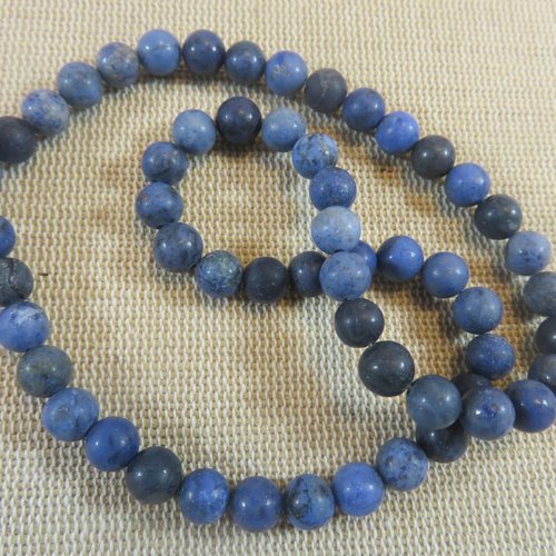 Perles sodalite bleu mat effet givré 6mm pierre de gemme - lot de 10