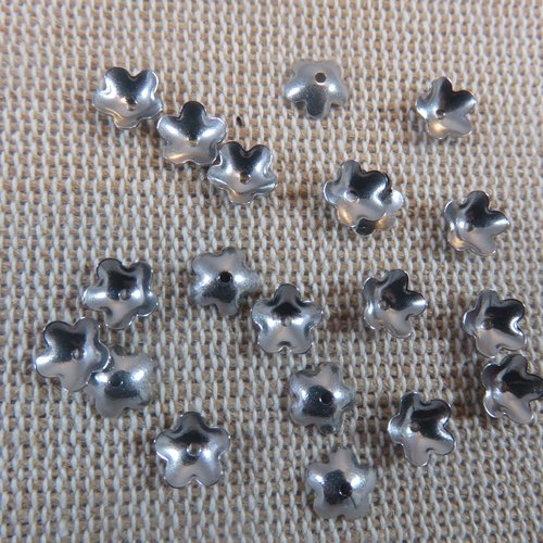 Coupelles fleur acier inoxydable 6mm argenté - lot de 25 apprêt pour bijoux