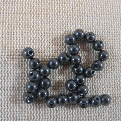 Perles hématite 4mm ronde noir magnétique - lot de 10