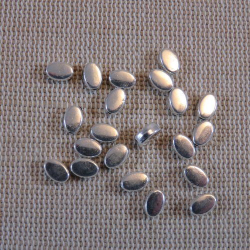 Perles ovale métal coloris argenté 6x4mm - lot de 15