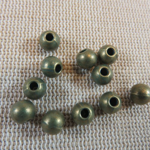Perles ronde métal bronze 6mm effet antique- lot de 15