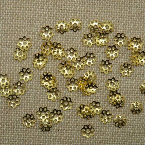 Coupelles fleur ajouré métal doré 6mm apprêt pour bijoux - lot de 50