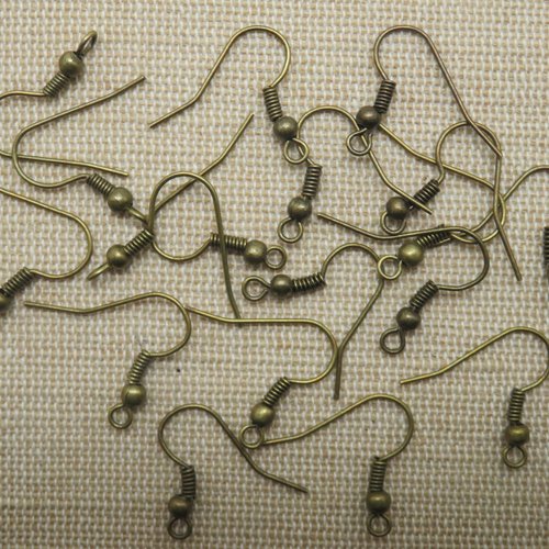 Crochets hameçon boucles d'oreille bronze 19mm apprêt pour bijoux - lot de 20