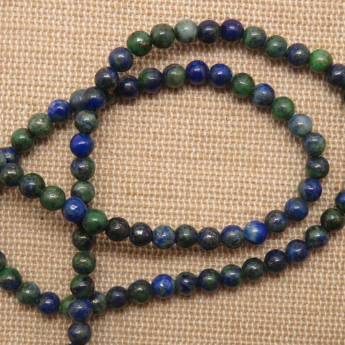 Perles phoenix lapis lazuli malachite 4mm pierre de gemme - lot de 10