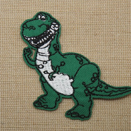 Patch dinosaure t-rex vert écusson thermocollant pour vêtement enfant
