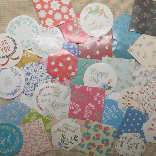 Étiquettes fleur japon autocollante scrapbooking - stickers papier pour décoration / 40pcs