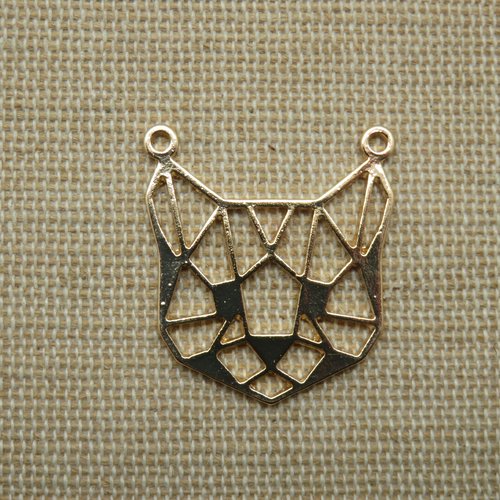 Pendentifs chat origami métal doré - lot de 2