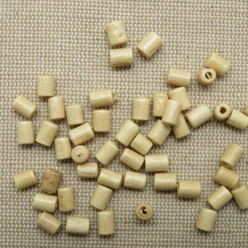 Perles colonne en bois 6mm x 4mm - lot de 25