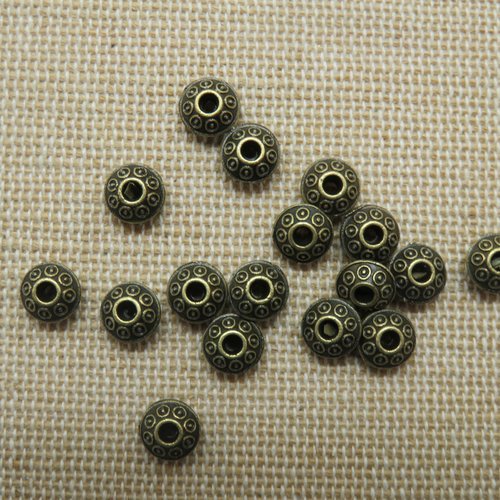 Perles soucoupe bronze 6mm en métal - lot de 15