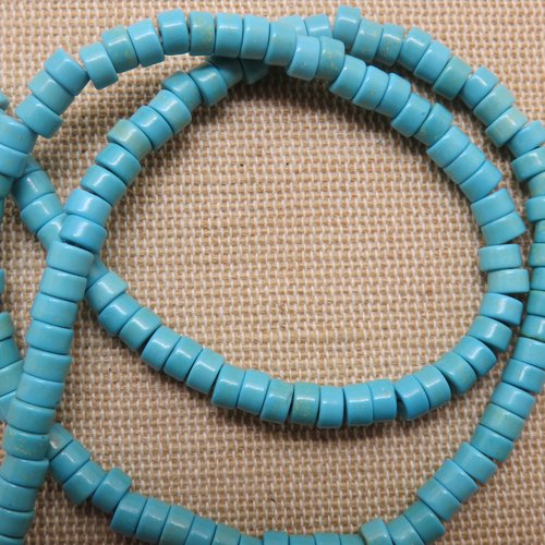 Perles heishi pierre naturelle palet bleu turquoise 4mm - lot de 15