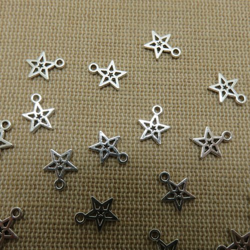 Breloques étoile métal coloris argenté 10mm - lot de 15