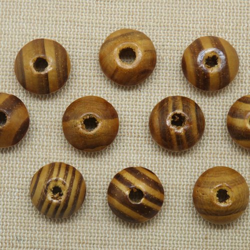 Perles abaque en bois ufo marron 16mm - lot de 10