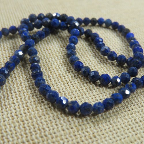 Perles lapis lazuli 3mm bleu à facette - lot de 20 pierre de gemme