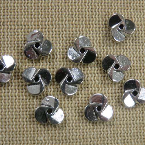 Perles métal hélice argenté 9mm - lot de 10