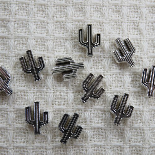 Perles cactus métal 10mm coloris argenté - lot de 10