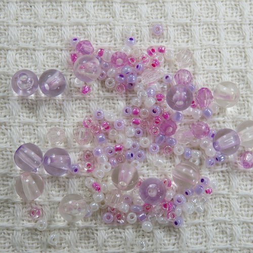 Perles acrylique multicolore rocaille 2mm à 6mm, lot de 185
