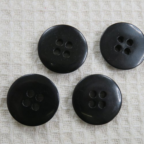 Boutons noir rond biseauté 25mm - lot de 4