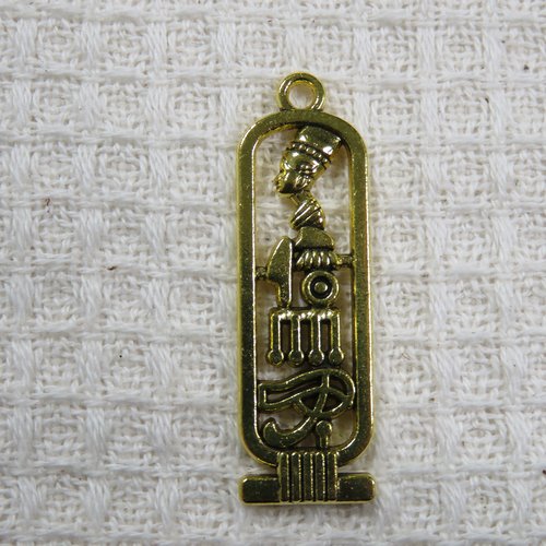 Pendentif hiéroglyphe or rectangle 37mm en métal, breloque égyptienne