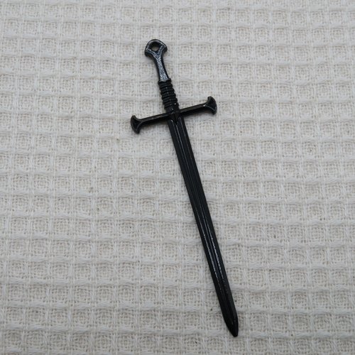 Pendentif épée noir 86mm glaive en métal, breloque cosplay médiéval