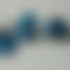 Perle en verre lampwork murano bleu avec inclusion de feuille argent pour bracelet ou collier européen