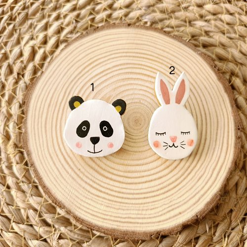 Broches lapin et panda