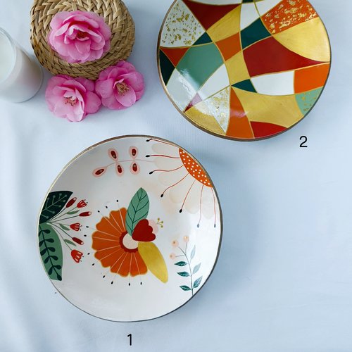 Coupelles, vide poche, porte-bijoux, fleurs, graphique