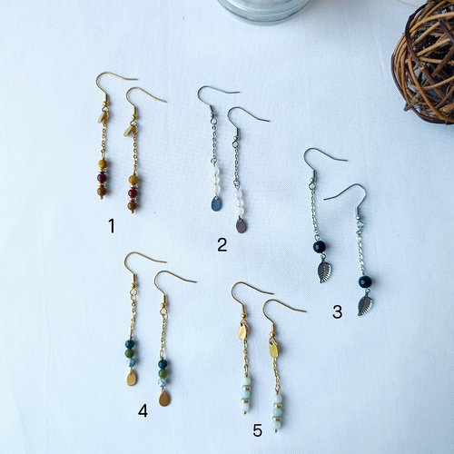 Boucles d'oreilles pendantes chaînes en pierres naturelles
