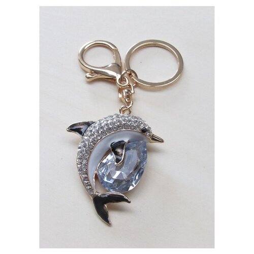 Porte-clés, bijou de sac dauphin et pierre style cristal.