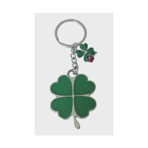Porte-clés, bijou de sac trèfle vert à quatre feuilles coccinelle, porte-bonheur