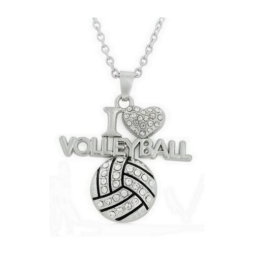 Collier pendentif ballon volley-ball, i love volleyball.
