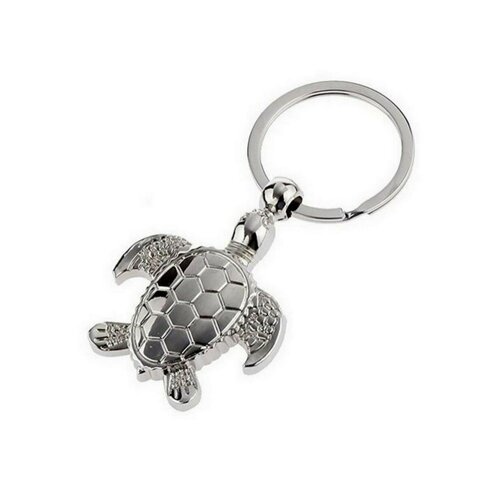 Porte-clés, bijou de sac mignonne tortue en acier argenté.