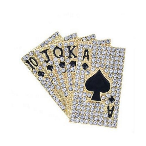 Broche bijou épingle cartes poker quinte flush royal, acier.