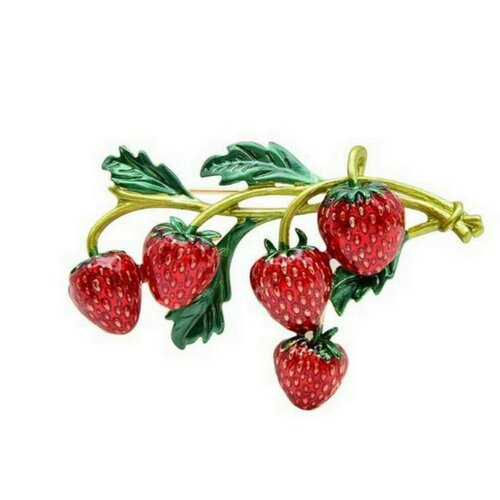 Broche bijou fruits fraise en acier inoxydable.
