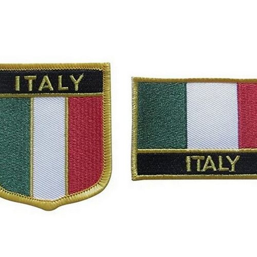 Lot de 2 patchs écusson thermocollant drapeau italie.