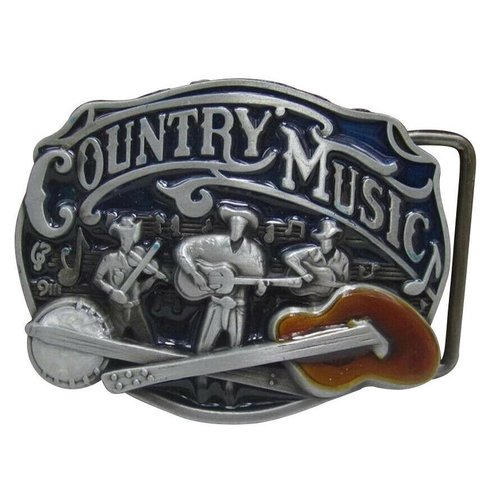 Boucle de ceinture country music cowboy guitare banjo.