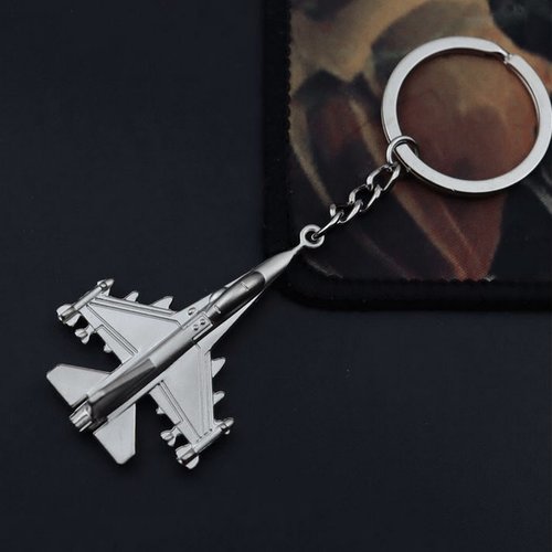 Porte-clés, bijoux de sac avion de chasse f16 en acier inoxydable.