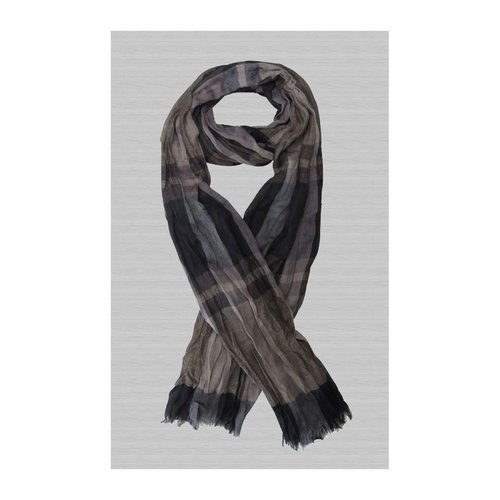 Foulard chèche écharpe viscose pour homme camel, noir et marron, 180 x 80 cm.
