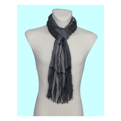 Foulard chèche écharpe viscose pour homme gris et noir, 180 x 80 cm.