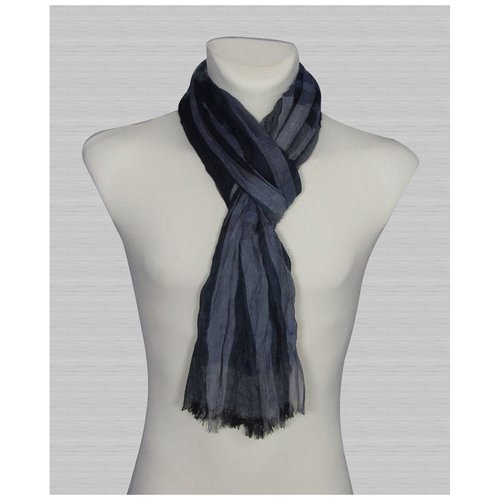 Foulard chèche écharpe viscose pour homme bleu et gris, 180 x 80 cm.