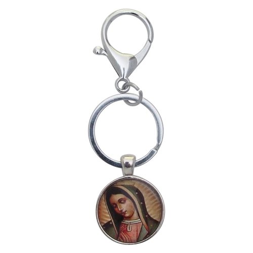 Porte-clés, bijou de sac sainte vierge marie prière, mousqueton.