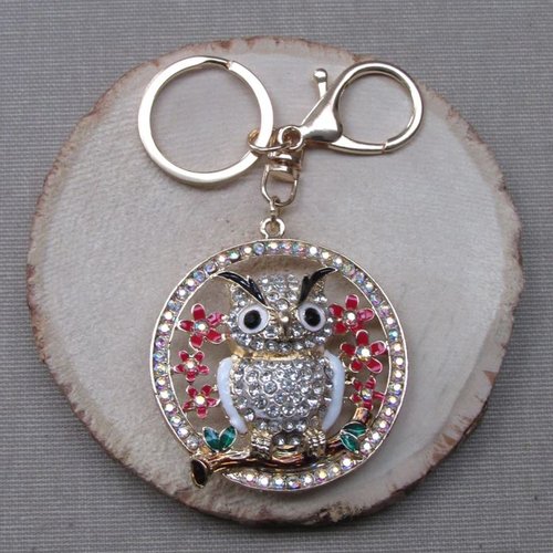Bijou de sac, porte-clés chouette hibou en acier inoxydable.