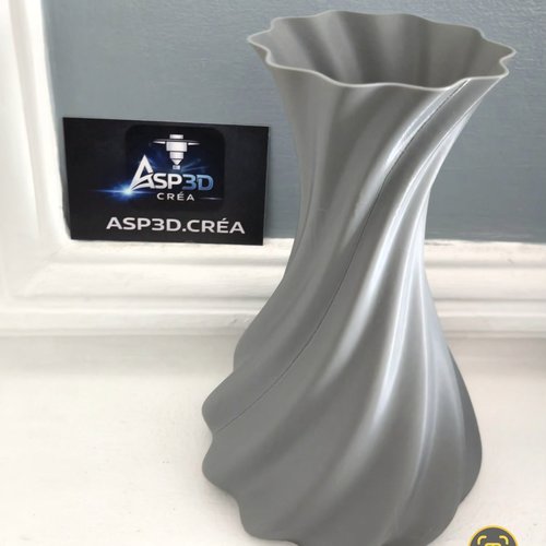 Vase design torsadé "hélix" - gris anthracite - impression 3d idéal fleurs séchées