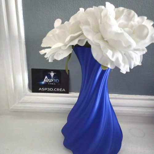 Vase design géométrique – bleu électrique éclatant – création asp3d.créa idéal fleurs séchées