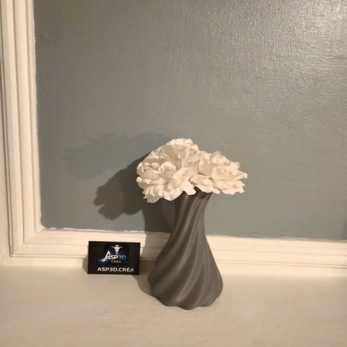 Vase design torsadé "hélix" - gris anthracite - impression 3d