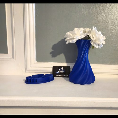 Vase design géométrique – bleu électrique éclatant – création asp3d.créa