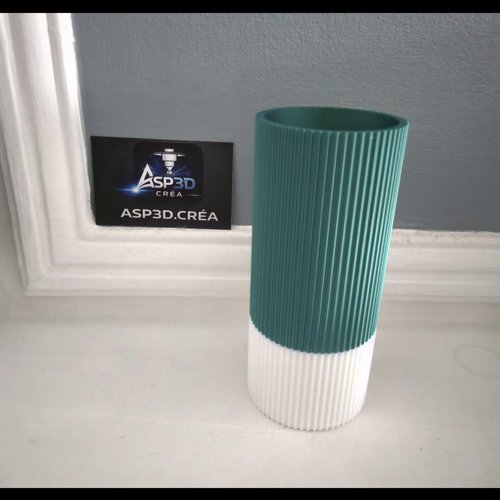 Vase design canard & blanc – collection "lignes" (alternative : vase art déco vert pour fleurs séchées)